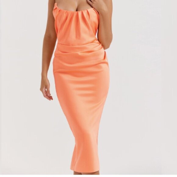 House of CB Alora Tangerine Strapless Corset Midi Dress - XS - Picture 7 of 9